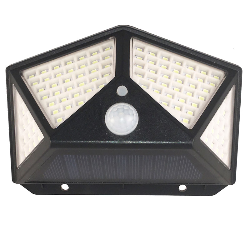 LED Solar Wall Lamp With Motion Sensor, 270 Degree Beam Angle, Small Size With 100 High Output Dimmable LED's, IP 65, ID-944