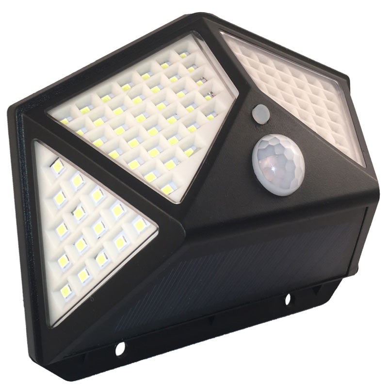 LED Solar Wall Lamp With Motion Sensor, 270 Degree Beam Angle, Small Size With 100 High Output Dimmable LED's, IP 65, ID-944