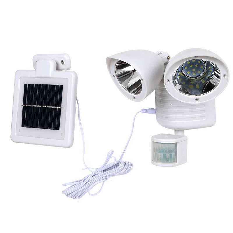  LED Solar Twin Head Outdoor Security Floodlight, 3 Watts, With Light Sensor, Solar Charger Motion Activated, IP65, ID-946