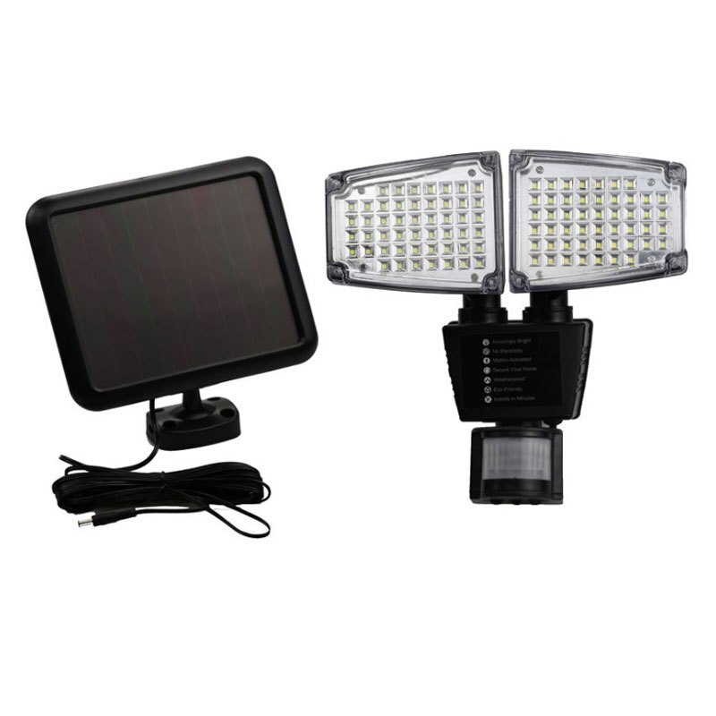 Solar LED Outdoor Security Floodlight Dual Heads Light Sensor