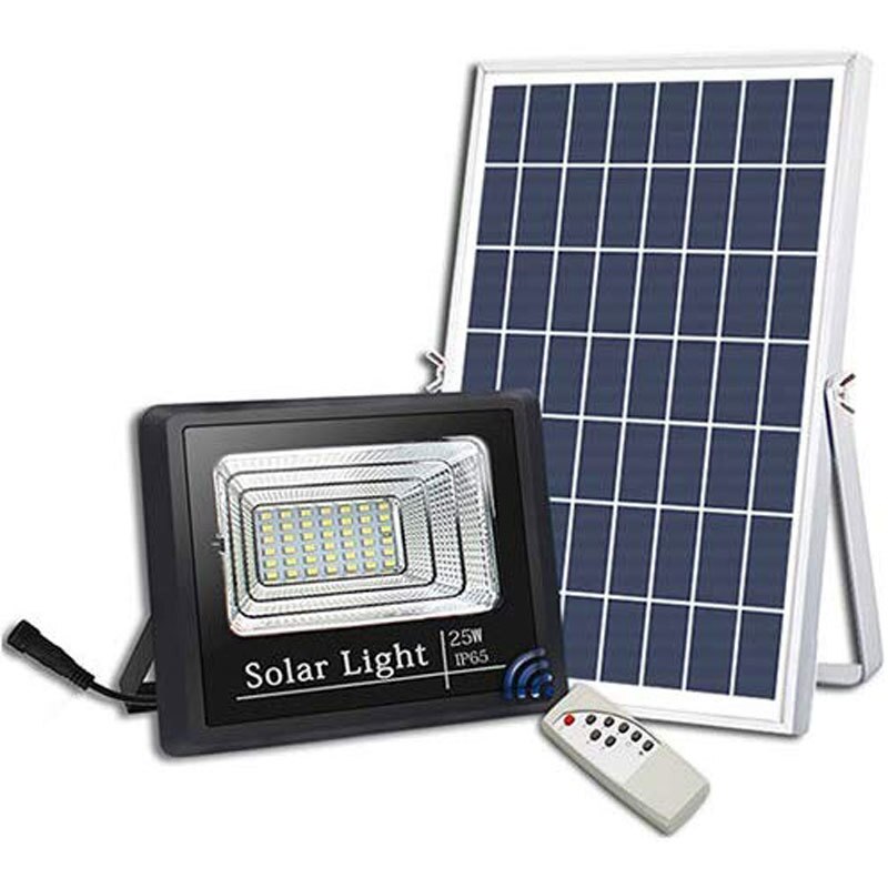 LED Solar Flood Light, High Output 25 Watt, With Solar Panel, Dimmable, Timer Remote Control, IP 67, ID-953