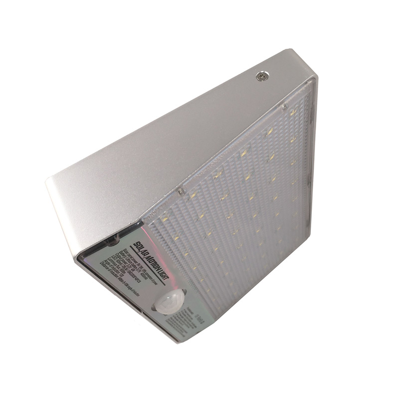 LED Solar Powered 4 Watt Aluminum Motion Sensor Light, 600 Lumens, 48 LED's, IP65, Dimmable, ID-959