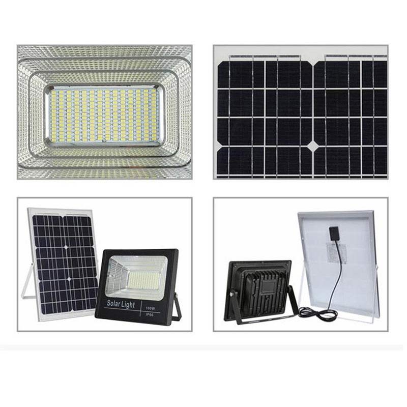 LED 60 Watt Solar Powered Flood Light, High Output, 2,700 Lumens With Solar Panel, Dimmable Dusk To Dawn On Off Sensor, IP67, ID-955