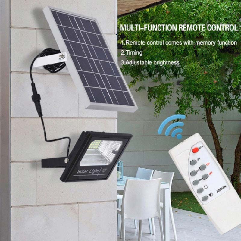 LED 100 Watt Solar Powered High Output Flood Light, 5,000 Lumens, Powered By Solar Panel, Dimmable, IP67, ID-956