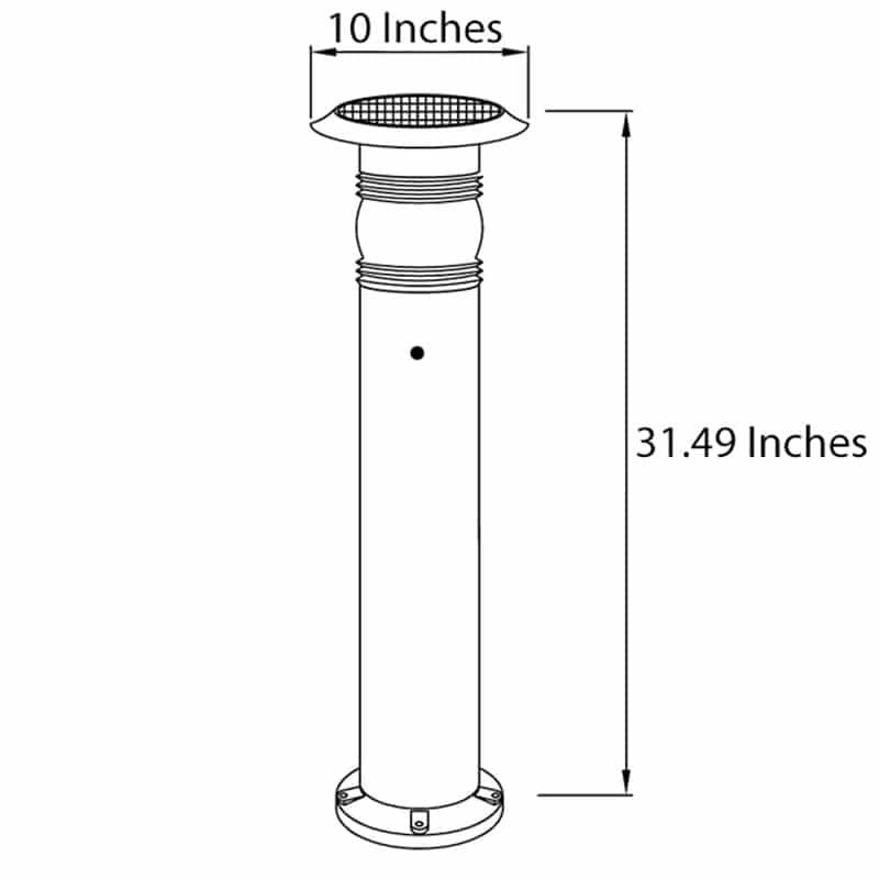 LED High Tech Solar Powered Bollard Fixture, Comparable to 30 Watt Halogen, Using Only 1.8 Watts, ID-1019