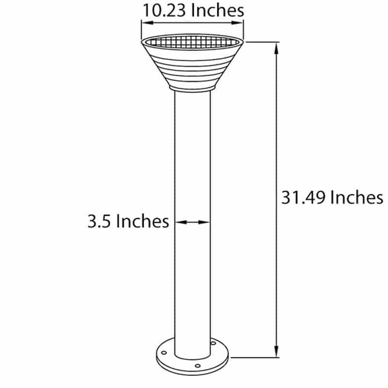 LED Solar Powered Bollard Fixture, Comparable to 60 Watt Halogen, 420 Lumens, 120 Watt Beam Angle, ID-1020