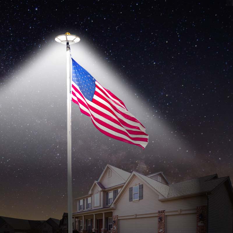 LED Solar Powered Flag Pole Down Light, High Output, Massive 800 Lumens, 120 Ultra Bright SMD LEDs, ID-1030