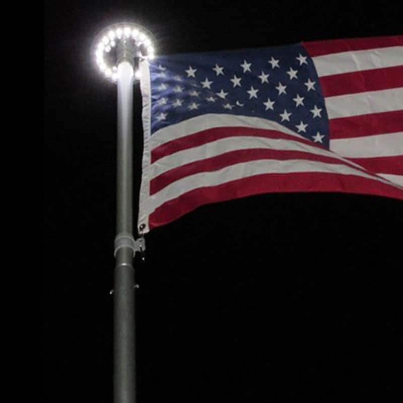 Solar Powered LED Flag Pole Light, 200 Lumens, 26 High Power LED's, IP65, Automatic Dusk to Dawn, ID-1056