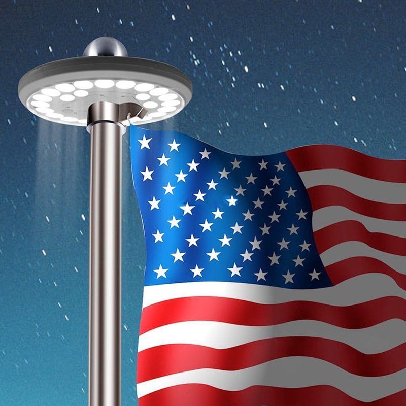 Sprise Solar Flag Pole Lights 26 LED Downlight for Most 15 to 25 Ft,Auto On/Off Night Light 
