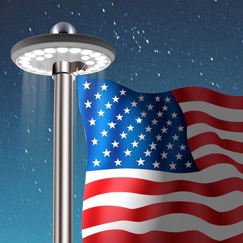 Solar Powered LED Flag Pole Light, 200 Lumens, 26 High Power LED's, IP65, Automatic Dusk to Dawn, ID-1056