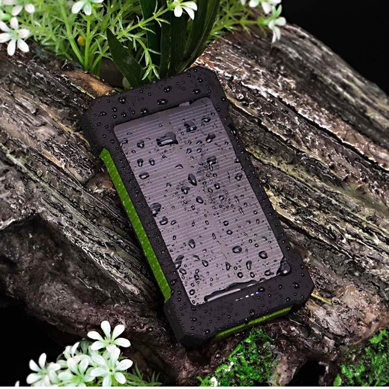 Solar Powered Device Charger With Flashlight, Dual Charging Ports, 20,000 mah, Compass Key Chain, Waterproof, Drop Resistant, ID-1053