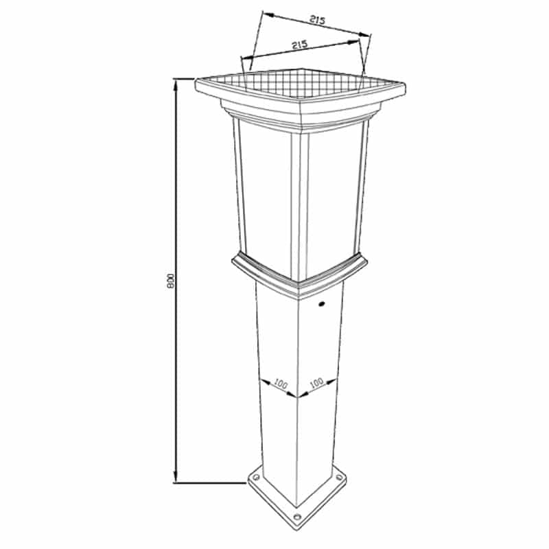 Bollard Solar Powered LED Fixture, Comparable To 50 Watt Halogen, 330 Lumens, ID-1098