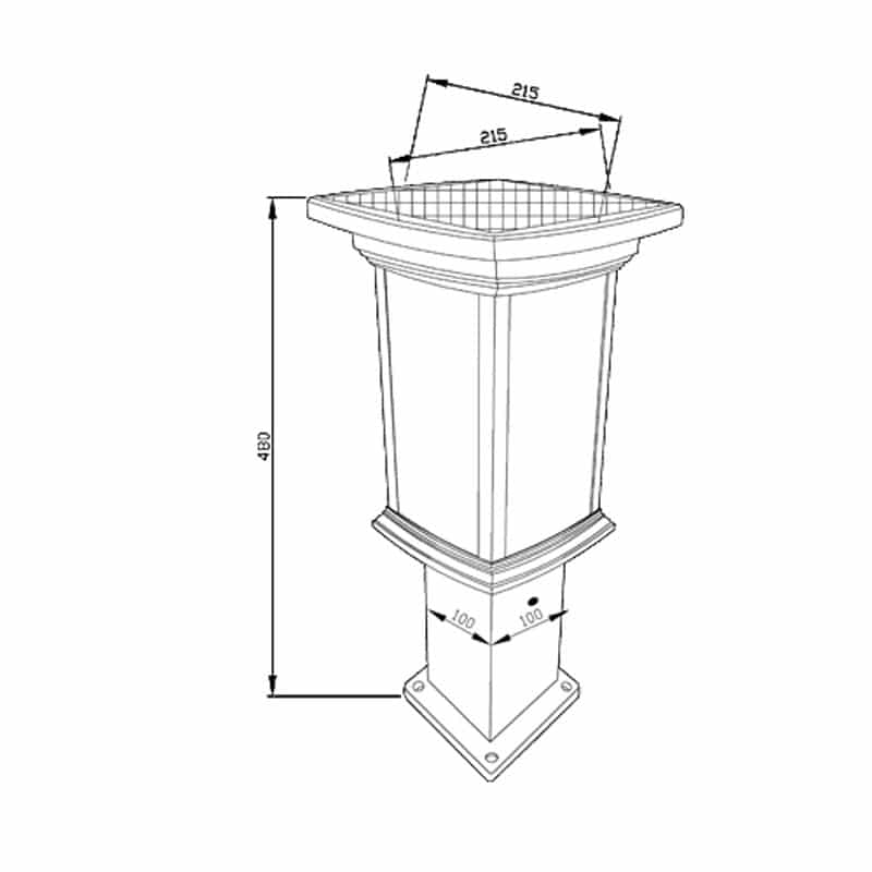 Bollard Solar Powered LED Fixture, Comparable To 50 Watt Halogen, 330 Lumens, ID-1101