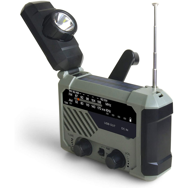 LED Solar Emergency Radio, NOAA Weather 5 Way Powered Solar Crank Radio Reciever