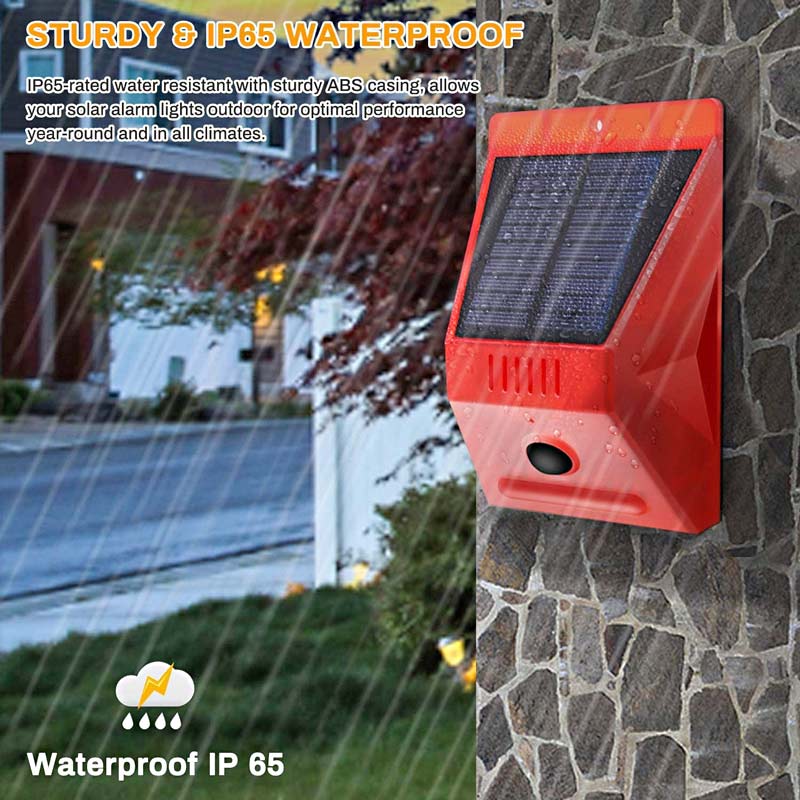 Solar LED Alarm Security Light, Motion Detector, 129db Sound Siren, IP65 Rated, With Remote